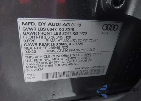 2019 Audi Q7 55 Premium from USA, damaged, VIN WA1VAAF72KD030443